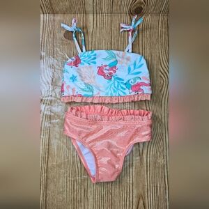 Toddler Girls Two-Piece Mermaid Print Bikini - Coral & Aqua Size 18 Months